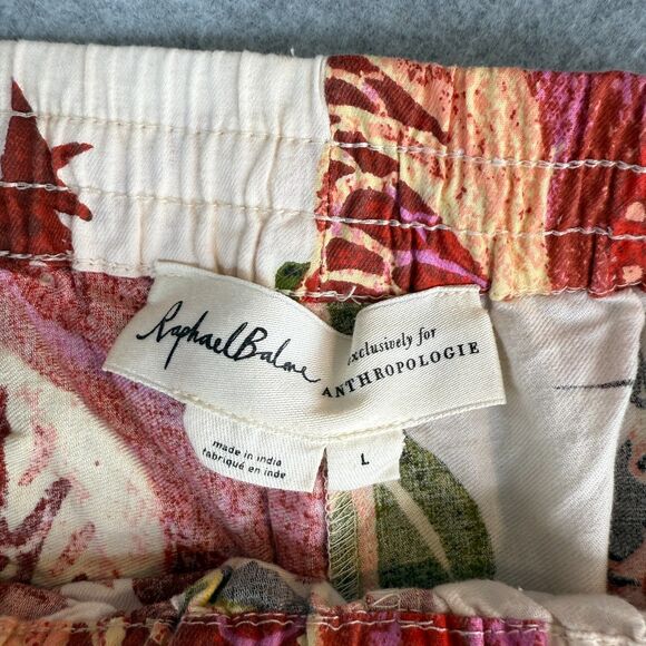 Anthropologie Raphael Balme Floral Flannel Sleep/Lounge Pants Drawstring Sz L - Picture 5 of 7